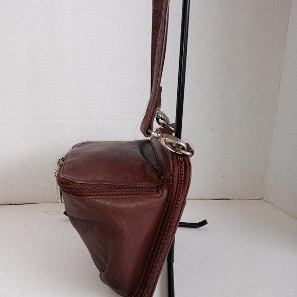 Vintage HOBO INTERNATIONAL Brown Leather Mini Crossbody Organizer Expandable - Picture 6 of 15